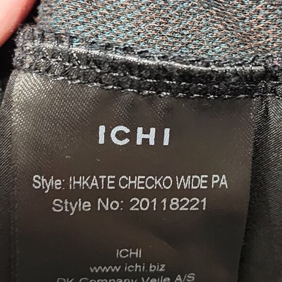 Ichi Green Plaid Tartan Pleated Front Pull On Wide Leg Crop Pants - Picture 5 of 6